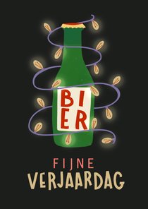 Kerst verjaardagskaart bier met lampjes