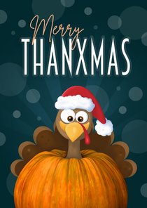 Kerst- wenskaart 'Thanksgiving' kalkoen