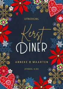 Kerstdiner uitnodiging Goud