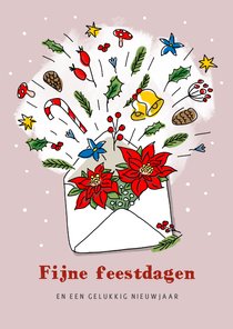 Kerstexplosie in een envelop zakelijke kerstkaart