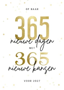 Kerstkaart 365 nieuwe dagen met 365 nieuwe kansen