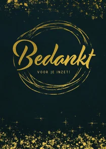Kerstkaart Bedankt medewerkers met goudspetters