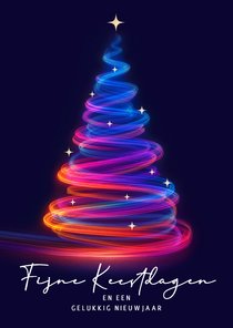 Kerstkaart bedrijf kerstboom met lichtjes