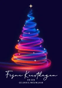 Kerstkaart bedrijf kerstboom met lichtjes