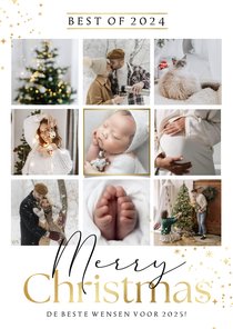 Kerstkaart 'Best of' collagekaart goudlook sterrenstof