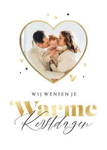 Kerstkaart betekenisvol warme kerstdagen hartjes foto