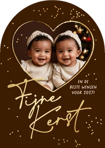 Kerstkaart boogkaart foto hartje sterretjes confetti kerst