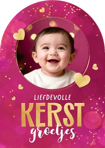 Kerstkaart boogvorm sprankelend liefdevolle kerst foto