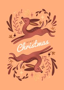Kerstkaart botanisch met herten