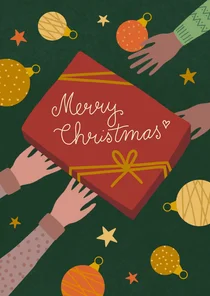 Kerstkaart cadeautje 'Merry Christmas'