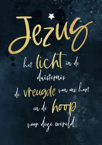 Kerstkaart christelijk Jezus licht vreugde hoop