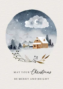 Kerstkaart cirkel winters tafereel
