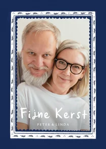 Kerstkaart Delfts blauwe foto kader fijne kerst