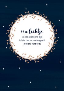 Kerstkaart donkerblauw Lichtje