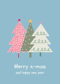 Kerstkaart drie kerstbomen Vrienden GHZ