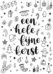 Kerstkaart een hele fijne kerst doodles