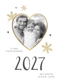 Kerstkaart feestdagen goud winter foto hart