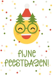 Kerstkaart fijne feestdagen emoji met kerstbril