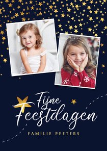 Kerstkaart fijne feestdagen sterren foto's stijlvol goud