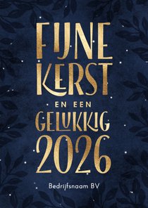 Kerstkaart Fijne Kerst Gelukkig in goud 2026
