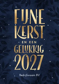 Kerstkaart Fijne Kerst Gelukkig in goud 2027