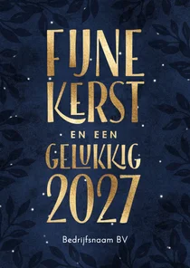 Kerstkaart Fijne Kerst Gelukkig in goud 2027