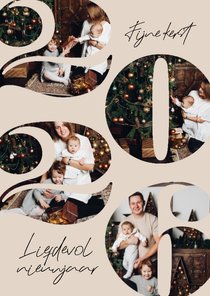 Kerstkaart fotokaart 2026 jaartal fotocollage stijlvol