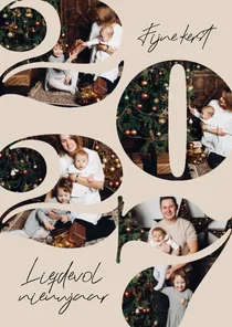 Kerstkaart fotokaart 2027 jaartal fotocollage stijlvol