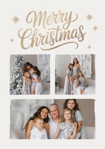 Kerstkaart fotokaart sterren merry christmas champagne