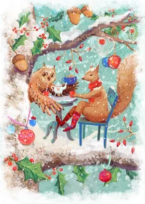 Kerstkaart gezellig kerst in het bos