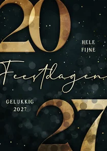 Kerstkaart gouden 2027 donkergroen stijlvol