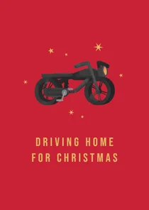 Kerstkaart grappig fatbike driving home for christmas