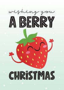 Kerstkaart grappig kawaii strawberry berry christmas aardbei