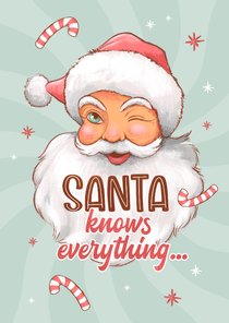 Kerstkaart grappig ondeugend kerstman retro humor