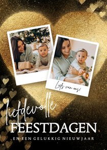 Kerstkaart groot goud hart foto