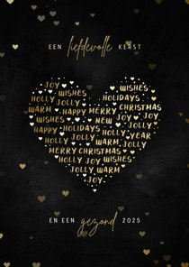 Kerstkaart hart met woorden liefdevolle kerst