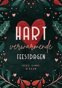 Kerstkaart HART verwarmende feestdagen met vrolijk kader