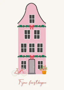 Kerstkaart huisje kerst Vrienden GHZ