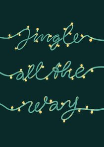 Kerstkaart jingle all the way kerstlampjes