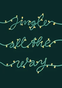 Kerstkaart jingle all the way kerstlampjes