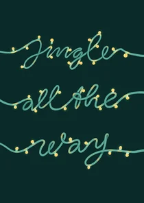 Kerstkaart jingle all the way kerstlampjes