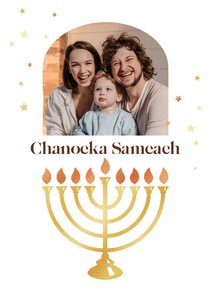 Kerstkaart Joods Chanoeka Sameach kaarsen lichtjes foto