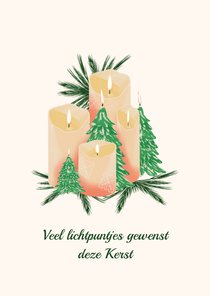 Kerstkaart kaarsen brengen sfeer met kerst