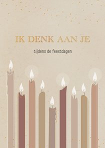 Kerstkaart kaarsen Ik denk aan je 