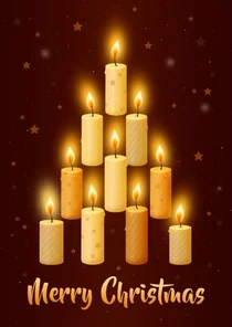 Kerstkaart kaarsen kerstboom