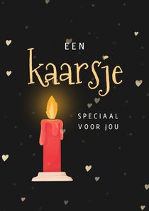 Kerstkaart kaarsje hartjes feestdagen liefde