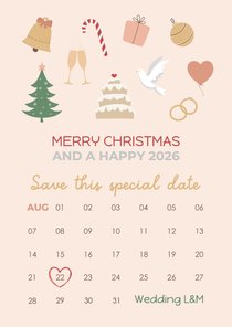 Kerstkaart kalender Save the date