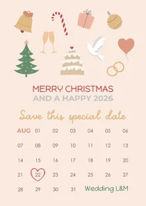 Kerstkaart kalender Save the date