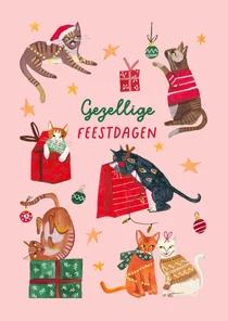 Kerstkaart kattenkwaad