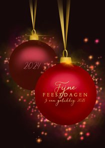 Kerstkaart kerstballen met glitter